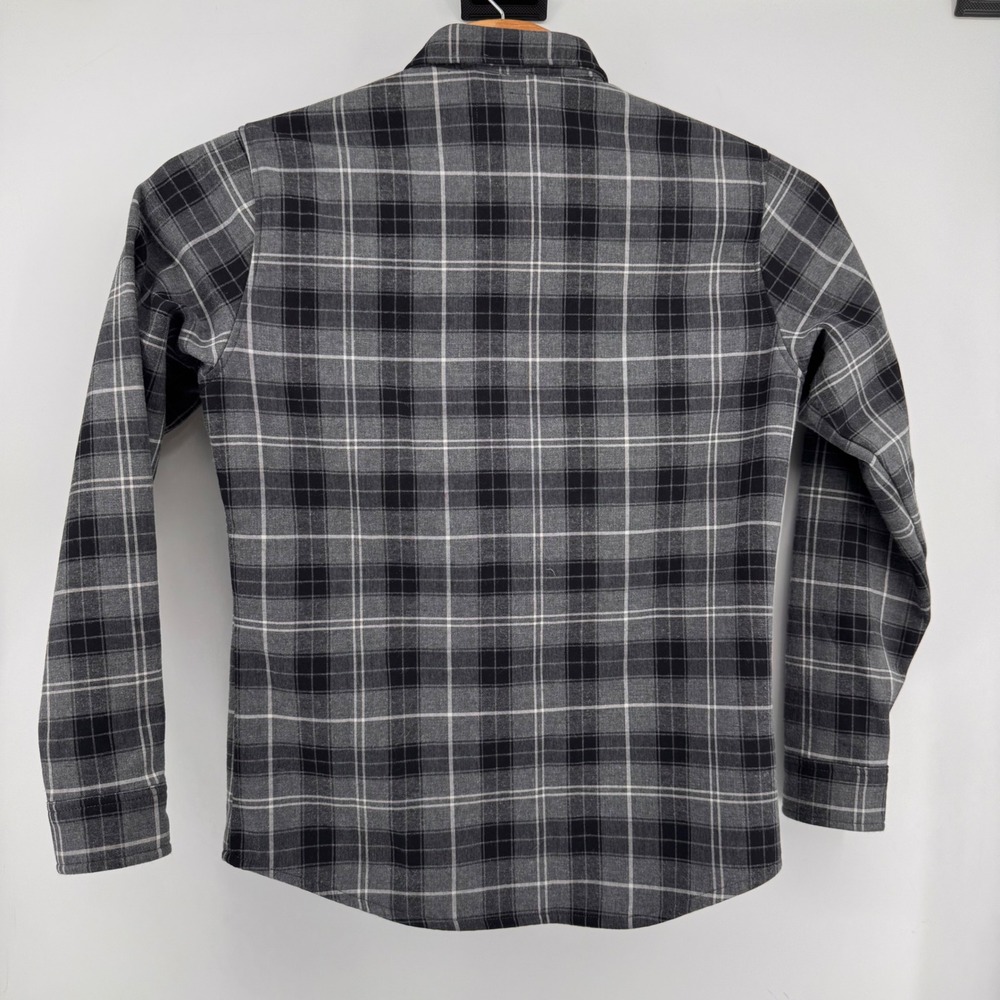 Linksoul Shirt Jacket Mens M Grey Plaid Fleece Lined Snap Front Flannel Shacket - Picture 3 of 8